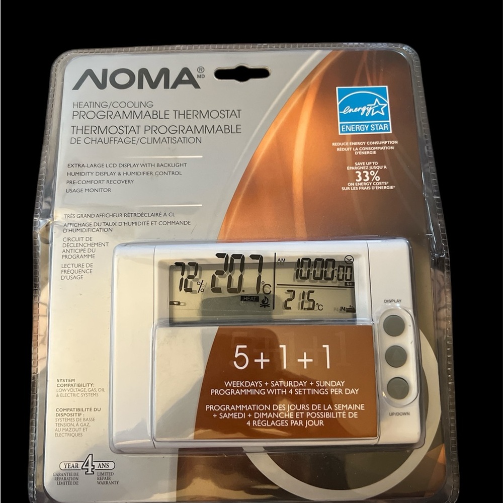 NOMA Heating/Cooling Programmable 5+1+1 Thermostat + Humidity Control 52-2558-8